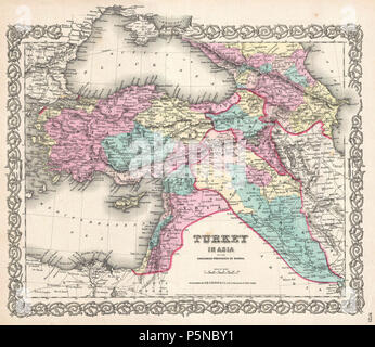 1855 Colton Map of Turkey, Iraq, and Syria - Geographicus - TurkeyIraq-colton-1855. Stock Photo