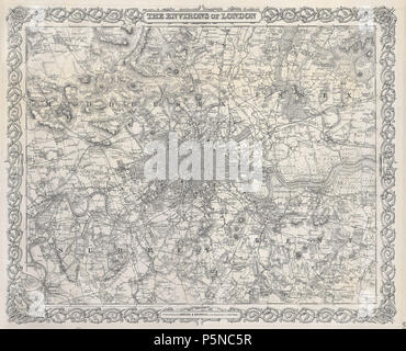 1855 Colton Map or Plan of London, England - Geographicus - London-c-55. Stock Photo