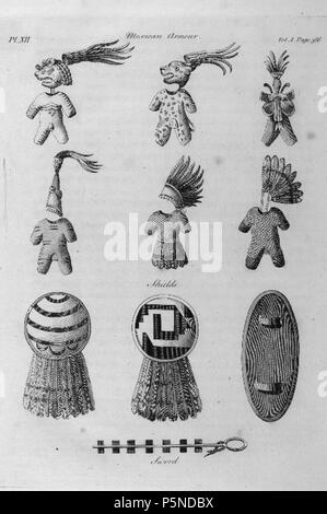 Aztec shields armours and sword Stock Photo - Alamy