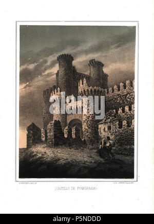 1855, Recuerdos y bellezas de España, Asturias y León, Castillo de Ponferrada. Stock Photo