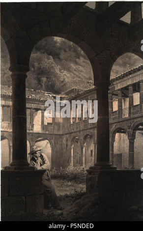 1855, Recuerdos y bellezas de España, Asturias y León, Claustro del monasterio de Belmonte (cropped). Stock Photo