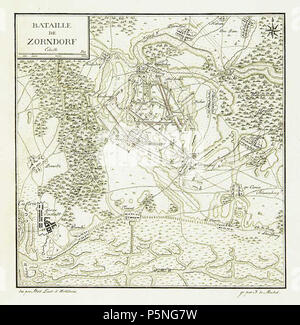 N/A. :    . 1790.       176 Bataille de Zorndorf (map) Stock Photo