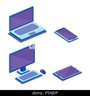 digital technology isometrics icons Stock Vector