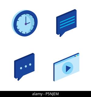 digital technology isometrics icons Stock Vector