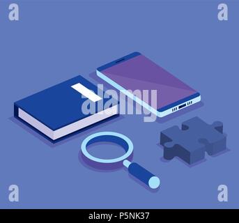 digital technology isometrics icons Stock Vector