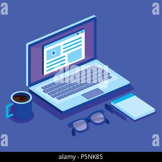 digital technology isometrics icons Stock Vector