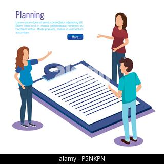 clipboard checklist with people isometric Stock Vector