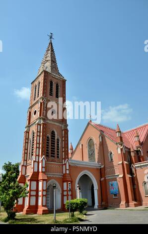 Spire and entrance of renovated St Mary the Virgin Church Cathedral Multan Pakistan Stock Photo