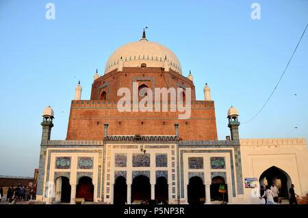 Mausoleum shrine tomb with dome of Sufi saint Pir Sheikh Bahauddin Zakariya Multan City of Saints Pakistan Stock Photo