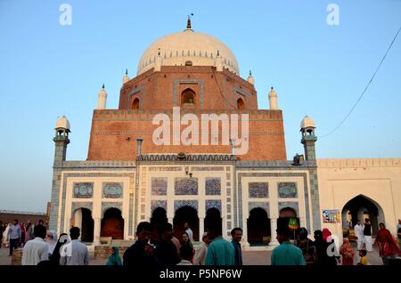 Mausoleum shrine tomb with dome of Sufi saint Pir Sheikh Bahauddin Zakariya Multan City of Saints Pakistan Stock Photo