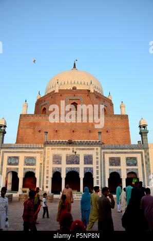 Mausoleum shrine tomb with dome of Sufi saint Pir Sheikh Bahauddin Zakariya Multan City of Saints Pakistan Stock Photo