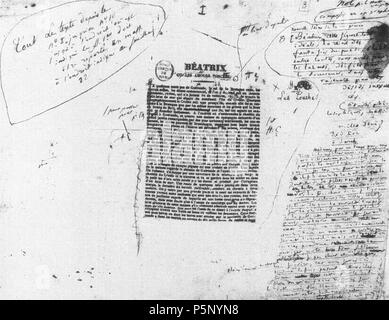 N/A. First page of first proofs of Balzac's Béatrix .   Honoré de Balzac  (1799–1850)       Alternative names Balzac; Honore de Balzac  Description French novelist and literary critic  Date of birth/death 20 May 1799 18 August 1850  Location of birth/death Tours Paris  Authority control  : Q9711 VIAF:29529595 ISNI:0000 0001 2347 8072 ULAN:500277159 LCCN:n79071094 NLA:35012972 WorldCat 166 Balzac Beatrix Proof Stock Photo