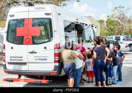 Florida,LaBelle,after Hurricane Irma,storm aid assistance destruction aftermath,disaster recovery relief,Red Cross Disaster Relief,volunteer volunteer Stock Photo