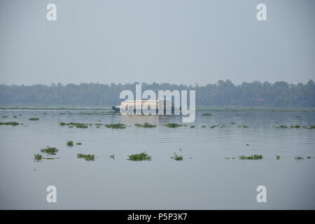 View of House boat riding in Vembanad kayal, Alappuzha. Stock Photo