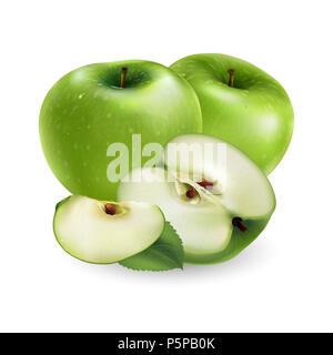 Green apple on white background Stock Photo