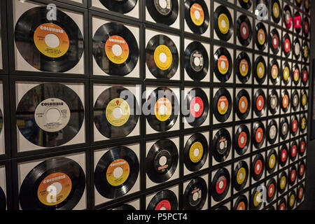 Johnny Cash golden,  silver and platinum albums at the Johnny Cash Museum Stock Photo