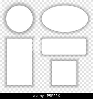 White paper frames with shadow on checkered transparent background. Vector template design Stock Vector