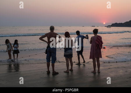 sunset over Patnem beach, Goa, India Stock Photo