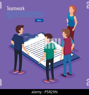clipboard checklist with people isometric Stock Vector