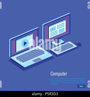 digital technology isometrics icons Stock Vector