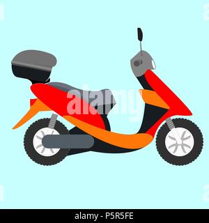 Scooter vector icon. Illustration of a colorful scooter on a blue background Stock Vector