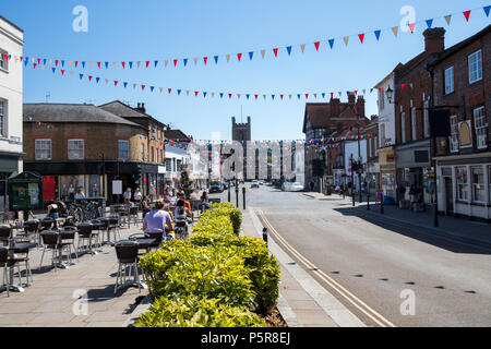 View Along Hart Street In Henley On Thames Oxfordshire UK Looking Towards River Thames Stock Photo