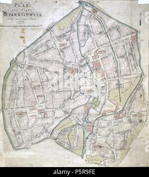 N/A. English: Map of Braunschweig by Friedrich Wilhelm Culemann, dating from 1798. Braunschweig Archives’ signature: H XI 5 18 Deutsch: Stadtplan von Braunschweig von Friedrich Wilhelm Culemann aus dem Jahre 1798. Signatur des Stadtarchivs Braunschweig: H XI 5 18 . 1798.   Friedrich Culemann  (1766–1812)    Description German cartographer and combat engineer  Date of birth/death 1766 12 December 1812  Authority control  : Q15453496 VIAF:103839973 GND:140310231 231 Braunschweig FW Culemann H XI 5 18 1798 (Stadtarchiv Braunschweig) Stock Photo