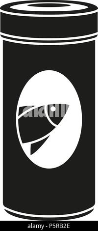 Black and white fish food jar silhouette Stock Vector
