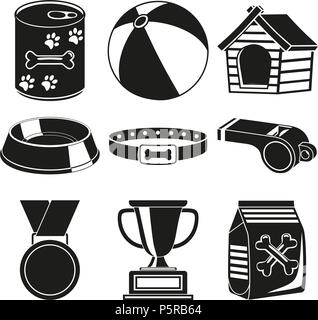 Black and white 9 dog care silhouette elements Stock Vector
