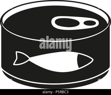 Black and white canned fish silhouette Stock Vector