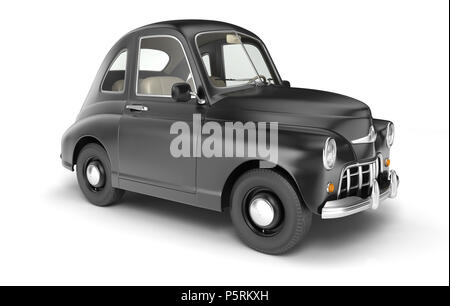 Black cartoon car isolated on white. 3D illustration Stock Photo