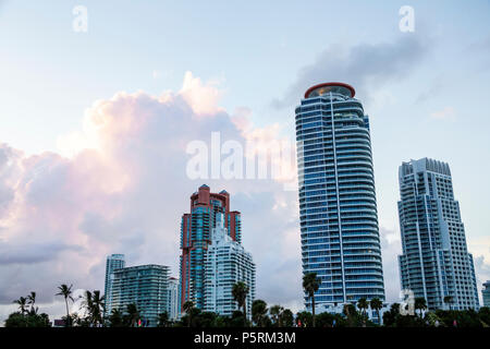 Miami Beach Florida,South Pointe SoFi,Continuum,Portofino,high rise skyscraper skyscrapers building buildings condominium residential apartment apartm Stock Photo