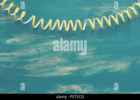 Defocus is a detailed image of colorful streamers serpentine on a ...