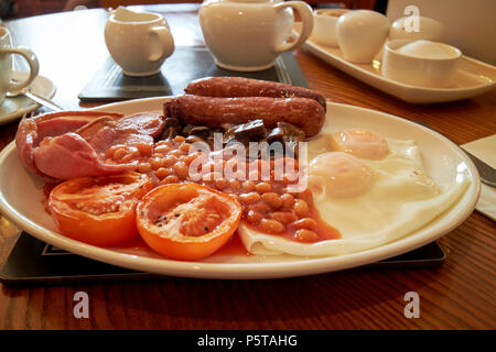 full english breakfast in a cafe in Keswick Lake District Cumbria England UK Stock Photo