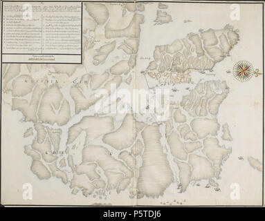 N/A. English: Danish map over the Swedish city Marstrand, fortress Carlsten and surrounding islands, during the danish naval attack 1719. Location of vessels and fortifications i detail. Svenska: Dansk karta över Klöver-, Ko- och Marstrandsön under det danska anfallet 1719. Fartygsplaceringar och försvarsanläggningar visas i detalj. Deutsch: Plan von der Festung Carlstein numehro Christianstein nebst die Stadt Marstrand und dessen umbliegende Situation wie dieselbe zu gleich mit der im haffen liegenden Schwedischen Flottille von dem Schoutbynacht Tordenschiold den 26. July 1719 ift. Attaqviret Stock Photo