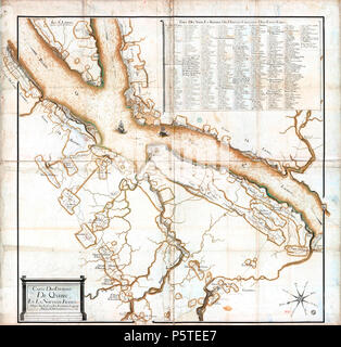 N/A. Français : Carte des Environs de Quebec en La Nouvelle France Mezuré sur le lieu très exactement en 1685 et 86 par le Sr Devilleneuve Ingénieur du Roy. between 1685 and 1686. Robert de Villeneuve 278 Carte des Environs de Quebec en La Nouvelle France Mezure sur le lieu tres exactement en 1685 et 86 par le Sr Devilleneuve Ingenieur du Roy Stock Photo