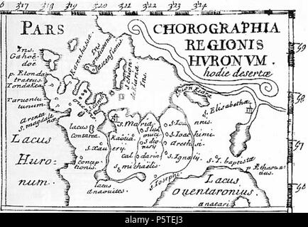 N/A. Français : Carte de la huronie en Nouvelle-France par François Du Creux et publié en 1660 dans son ouvrage Historia Canadensis (1660) . 1660. François Du Creux prêtre et ethnographe français du XVII siècle 279 Carte Huronie en 1660 Stock Photo
