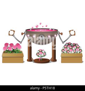 Fancy automated equipment for scenting flowers isolated on white background. Vector cartoon close-up illustration. Stock Vector