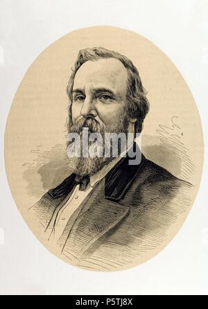 Rutherford B. Hayes (1822-1893). 19th President of the United States. Engraving in The Spanish and American Illustration, 1877. Stock Photo