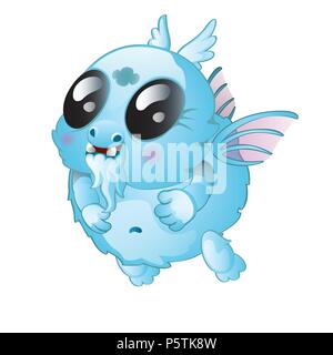 A small fantasy creature isolated on white background. Vector cartoon close-up illustration. Stock Vector