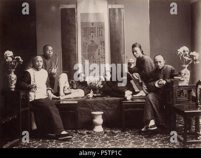 English: China, Opium smokers  circa 1880. N/A 339 China, Opium smokers by Lai Afong, c1880 Stock Photo