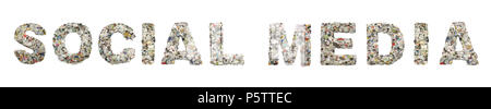 the word  SOCIAL MEDIA made from newspaper confetti on white Stock Photo