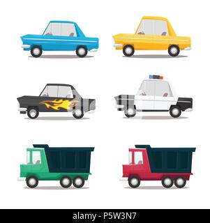 Cartoon car icon set Stock Vector