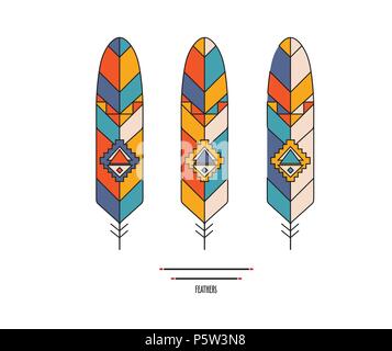 Ethnic feathers vector illustration Stock Vector