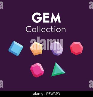 Gems, icon gems, ruby, erald, brilliant collection Stock Vector
