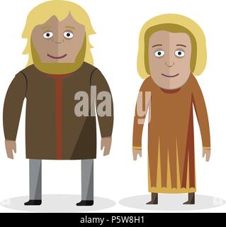 Lithuanian. People in national dress. Family dressed in traditional costume. National clothes. Vector illustration. Stock Vector
