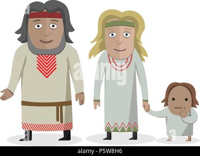 Slavs. People in national dress. National clothes. Vector illustration. Stock Vector