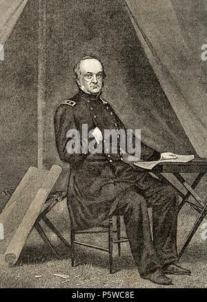 Henry Wager Halleck (1815 Ð 1872). Was a United States Army officer, scholar, and lawyer. Engraving. Union officer during American Civil War. From painting by Alonzo Chappel. 'Universal History'. 1892. Stock Photo