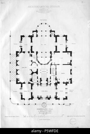 Christian Friedrich von Leins, Villa Berg, Grundriß des unteren Stocks
