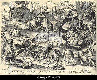 440 Desidia - The Seven Deadly Sins - Pieter Brueghel Stock Photo